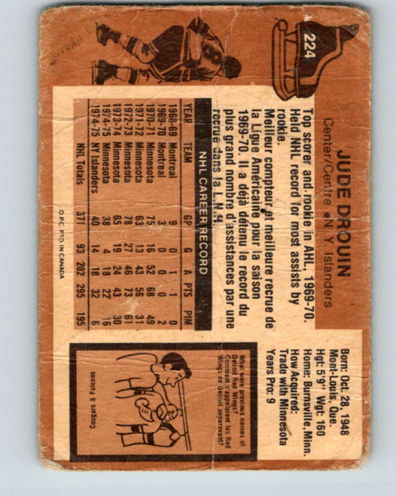 1975-76 O-Pee-Chee #223 Mario Tremblay UER RC Rookie Montreal Canadiens V6155