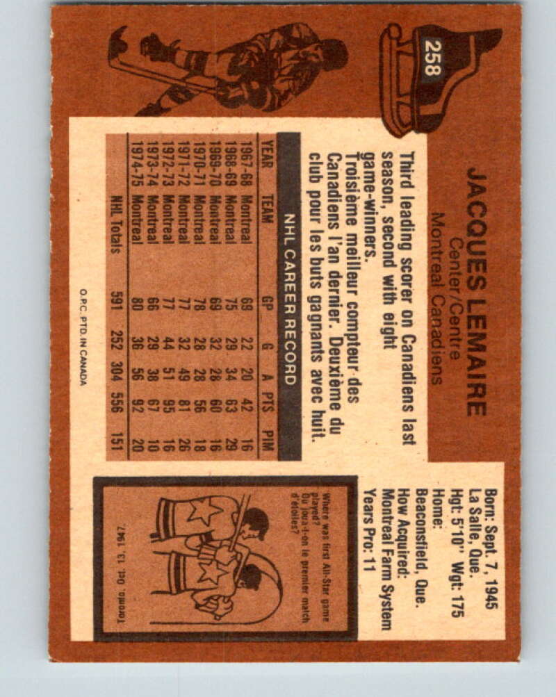 1975-76 O-Pee-Chee #257 Jean Hamel Detroit Red Wings V6307