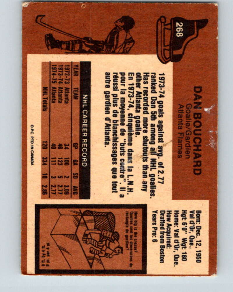 1975-76 O-Pee-Chee #268 Dan Bouchard Atlanta Flames V6368