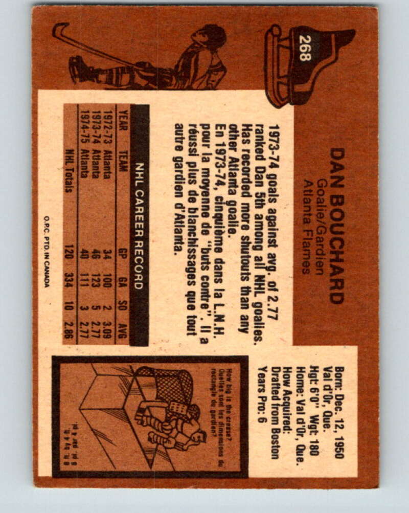 1975-76 O-Pee-Chee #268 Dan Bouchard Atlanta Flames V6369