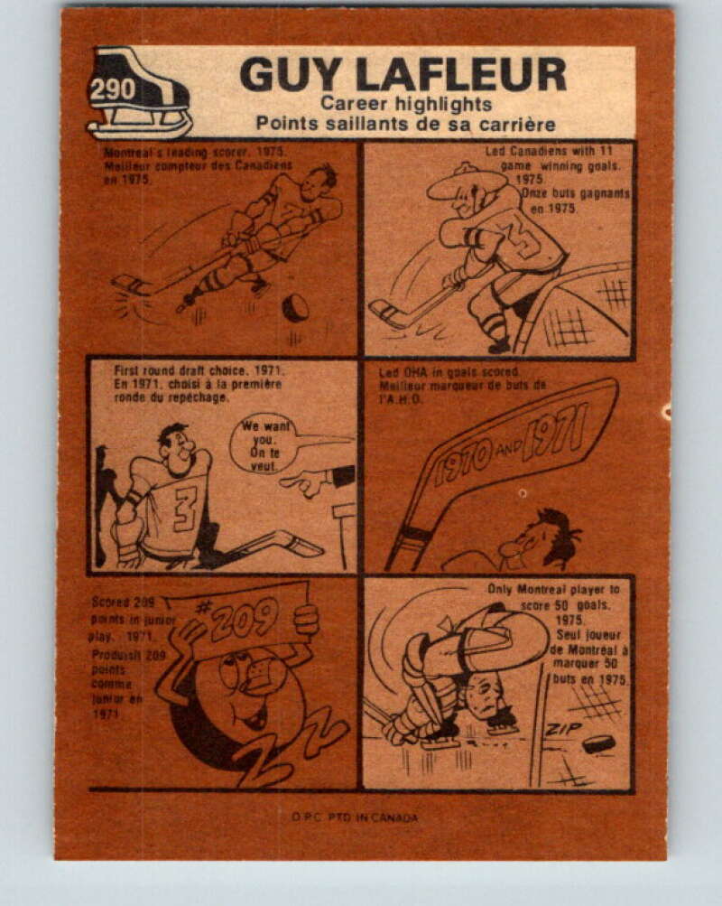 1975-76 O-Pee-Chee #290 Guy Lafleur AS Montreal Canadiens V6480