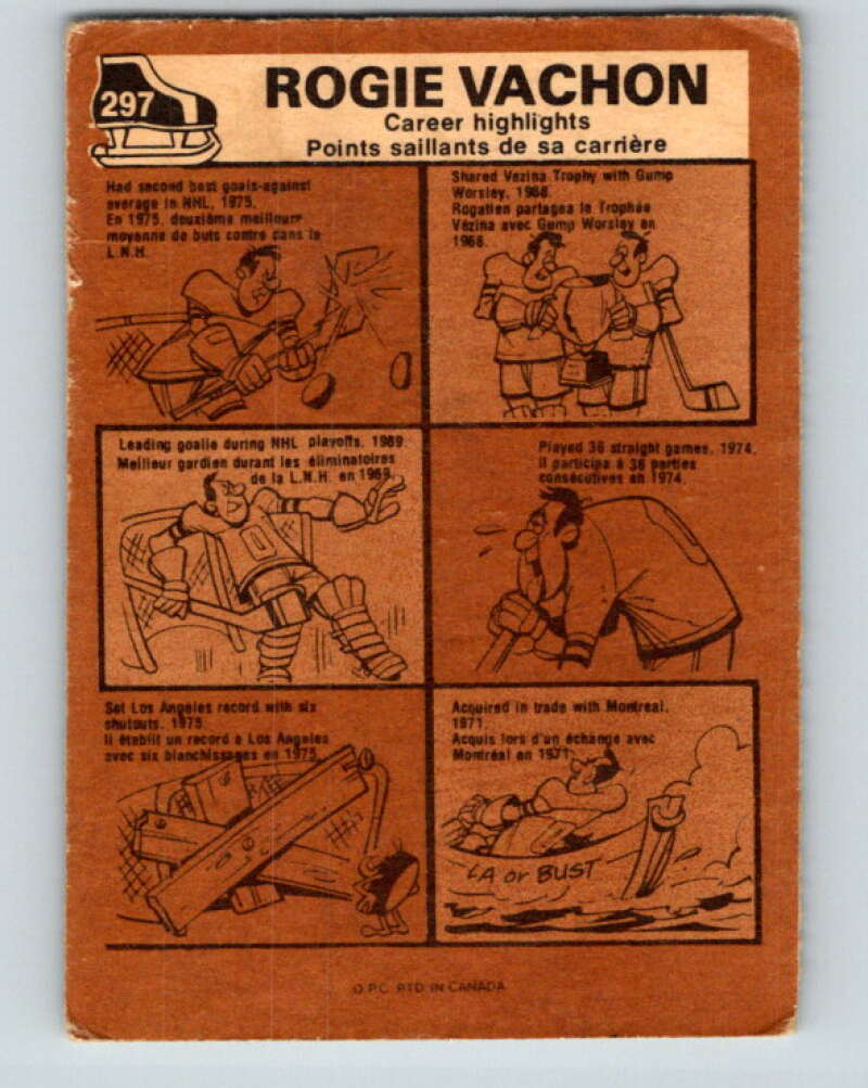 1975-76 O-Pee-Chee #297 Rogie Vachon AS Los Angeles Kings V6514