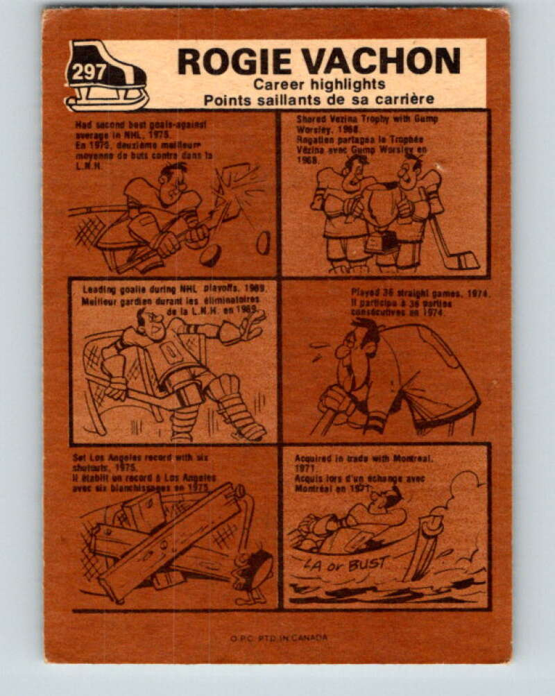 1975-76 O-Pee-Chee #297 Rogie Vachon AS Los Angeles Kings V6517