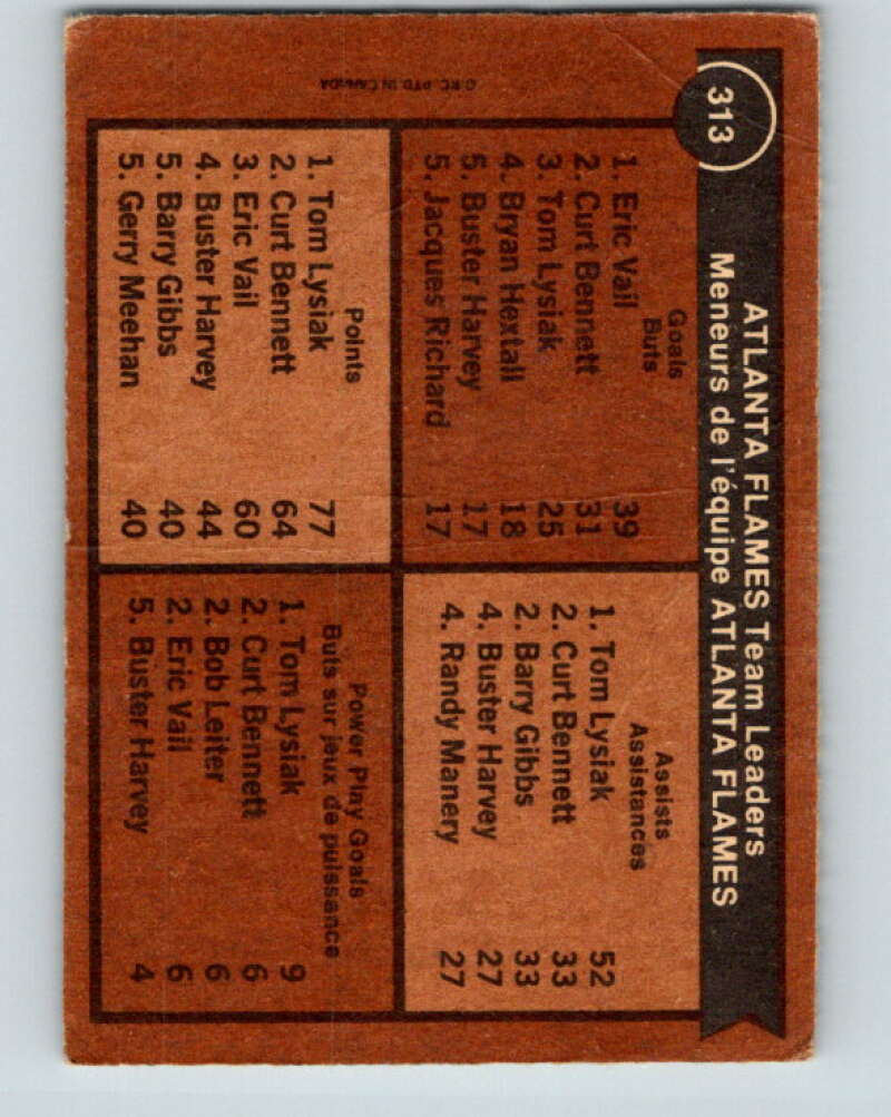 1975-76 O-Pee-Chee #313 Tom Lysiak TL Atlanta Flames V6595