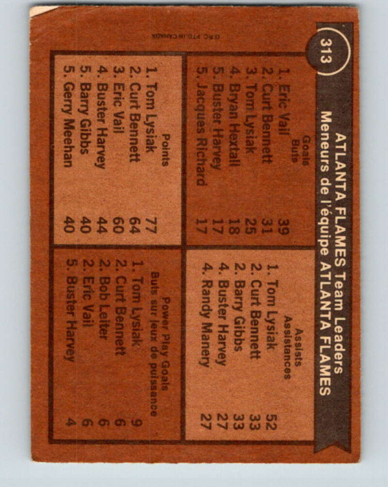 1975-76 O-Pee-Chee #313 Tom Lysiak TL Atlanta Flames V6596