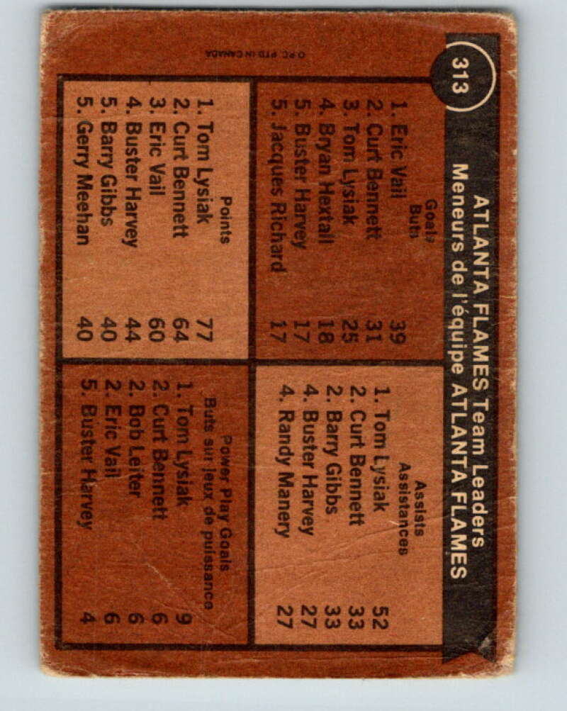 1975-76 O-Pee-Chee #313 Tom Lysiak TL Atlanta Flames V6597