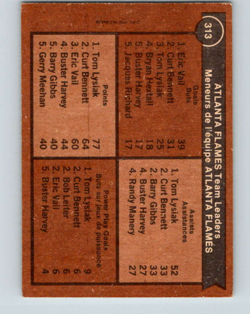 1975-76 O-Pee-Chee #313 Tom Lysiak TL Atlanta Flames V6598