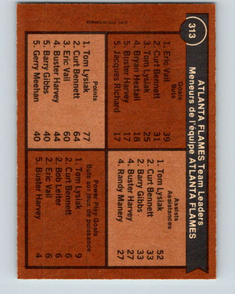 1975-76 O-Pee-Chee #313 Tom Lysiak TL Atlanta Flames V6600