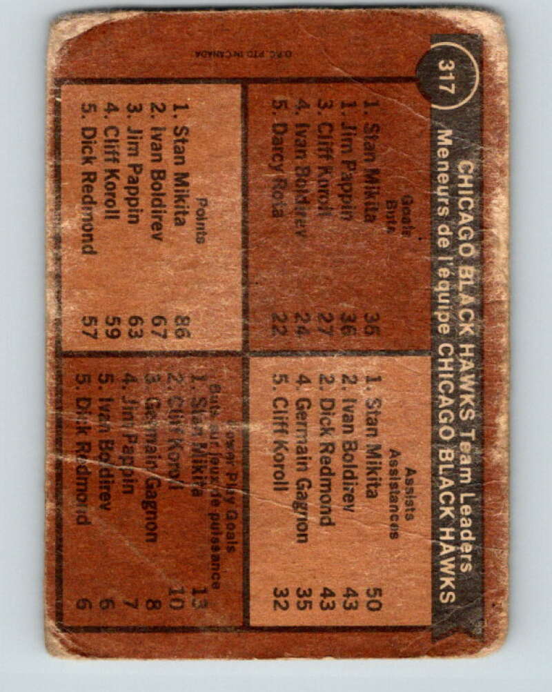 1975-76 O-Pee-Chee #317 Jim Pappin TL Chicago Blackhawks V6627