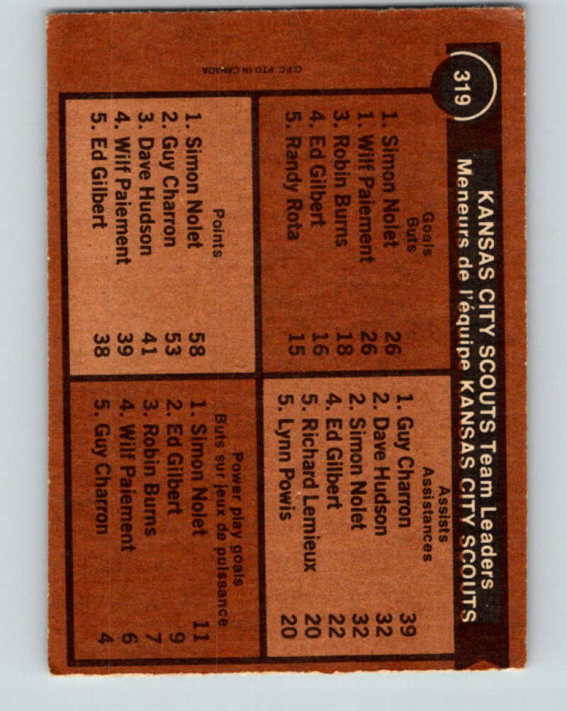 1975-76 O-Pee-Chee #319 Guy Charron TL Kansas City Scouts V6633
