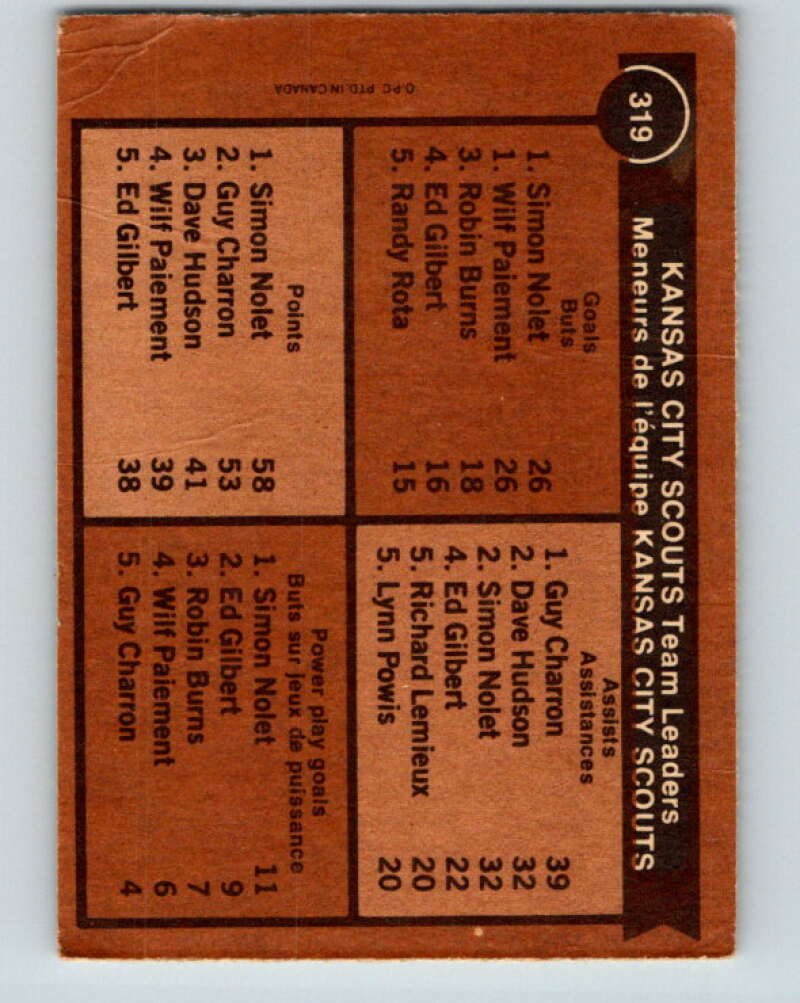 1975-76 O-Pee-Chee #319 Guy Charron TL Kansas City Scouts V6634