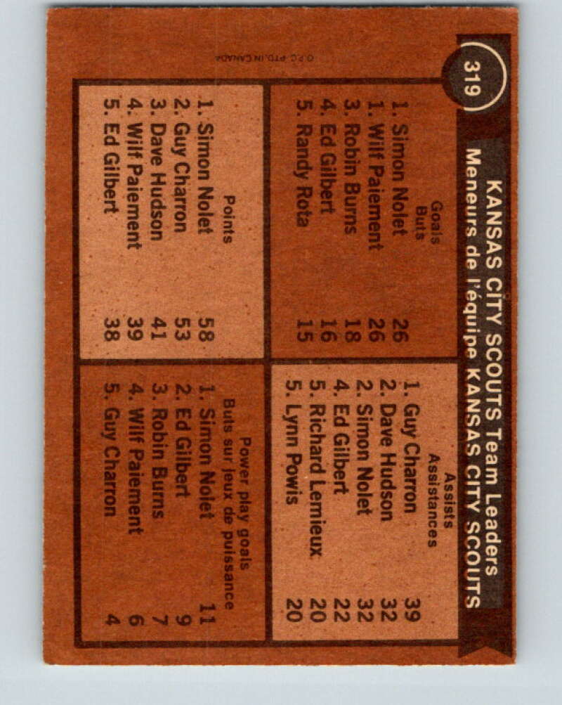 1975-76 O-Pee-Chee #319 Guy Charron TL Kansas City Scouts V6636