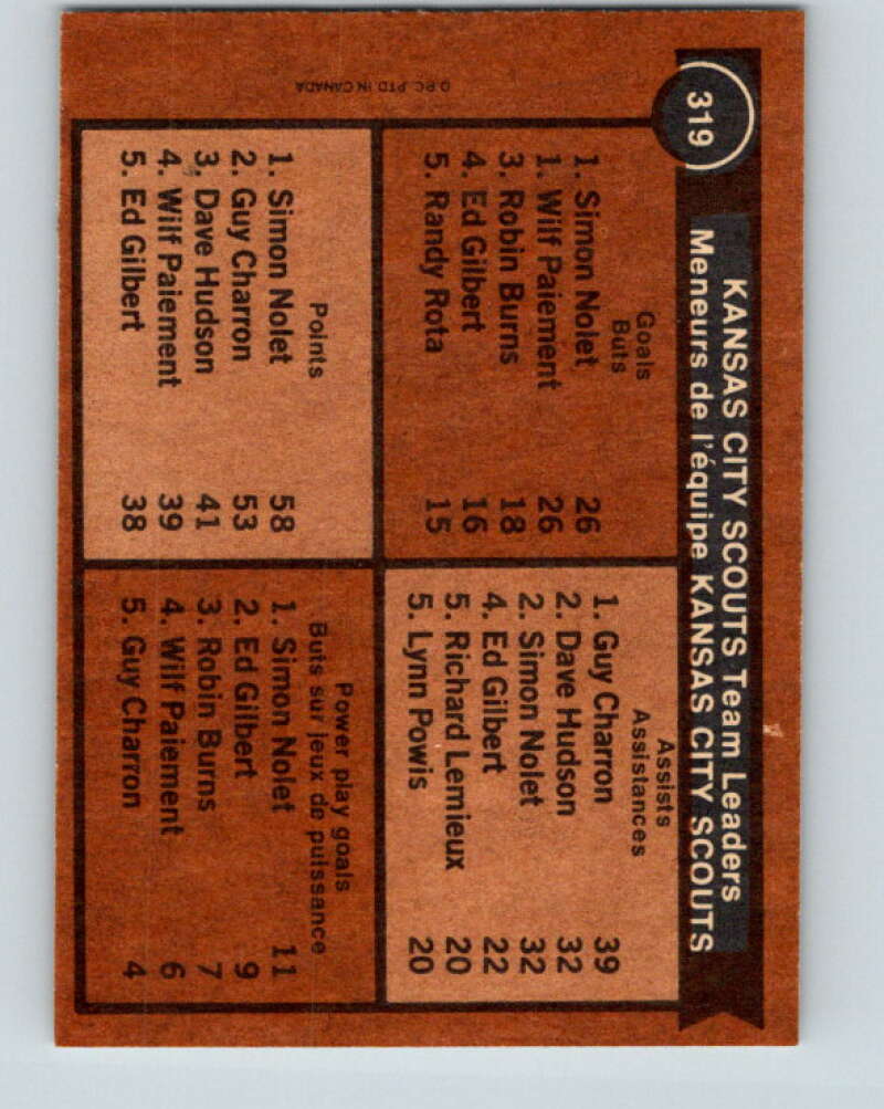 1975-76 O-Pee-Chee #319 Guy Charron TL Kansas City Scouts V6637