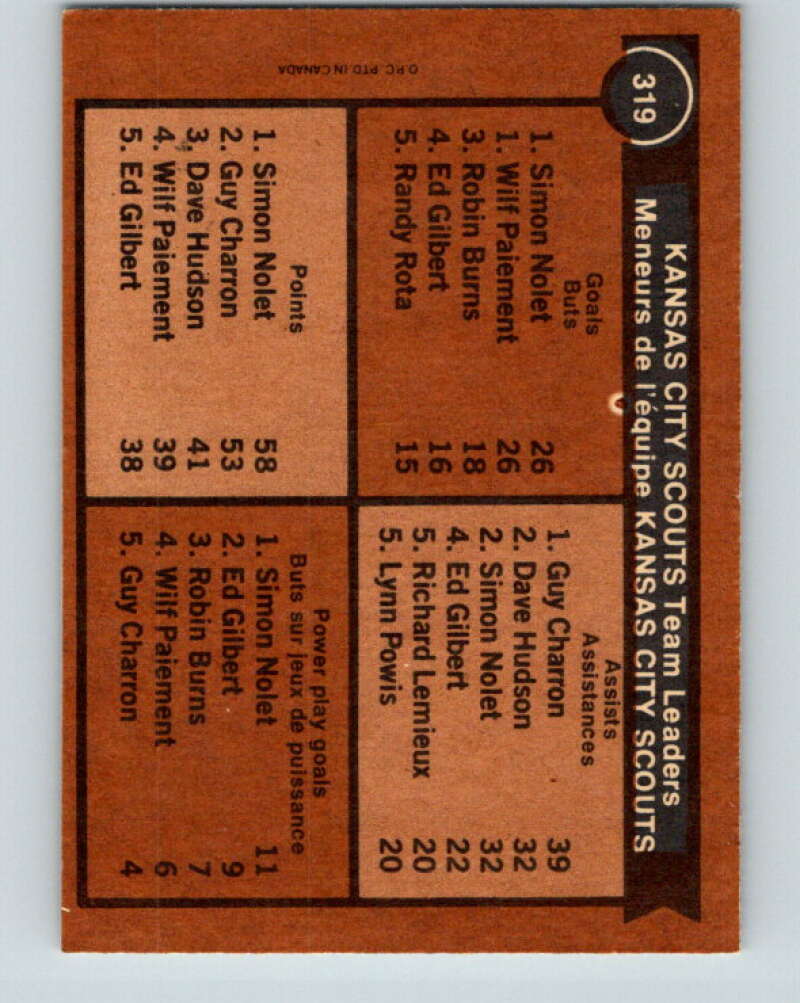 1975-76 O-Pee-Chee #319 Guy Charron TL Kansas City Scouts V6638