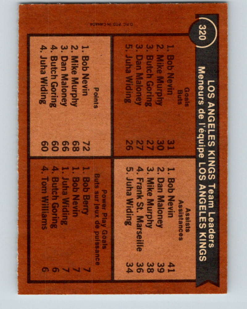 1975-76 O-Pee-Chee #320 Bob Berry TL Los Angeles Kings V6640