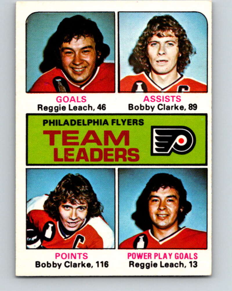1975-76 O-Pee-Chee #325 Reggie Leach/Bobby Clarke TL Philadelphia Flyers V6665