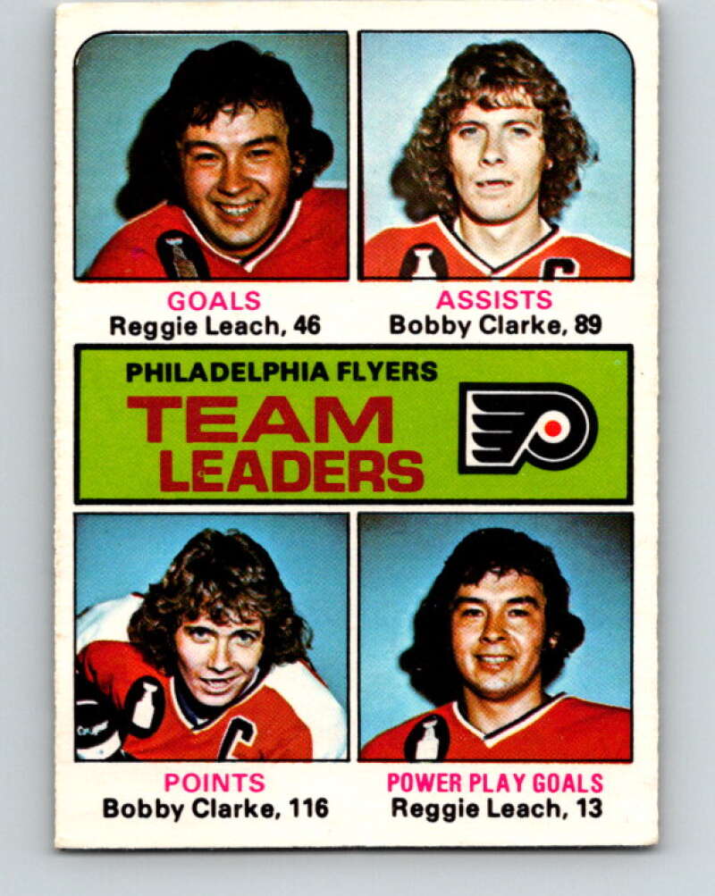 1975-76 O-Pee-Chee #325 Reggie Leach/Bobby Clarke TL Philadelphia Flyers V6666