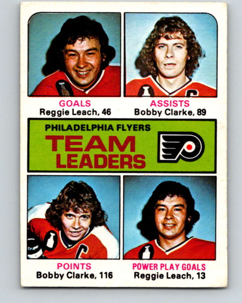 1975-76 O-Pee-Chee #325 Reggie Leach/Bobby Clarke TL Philadelphia Flyers V6667