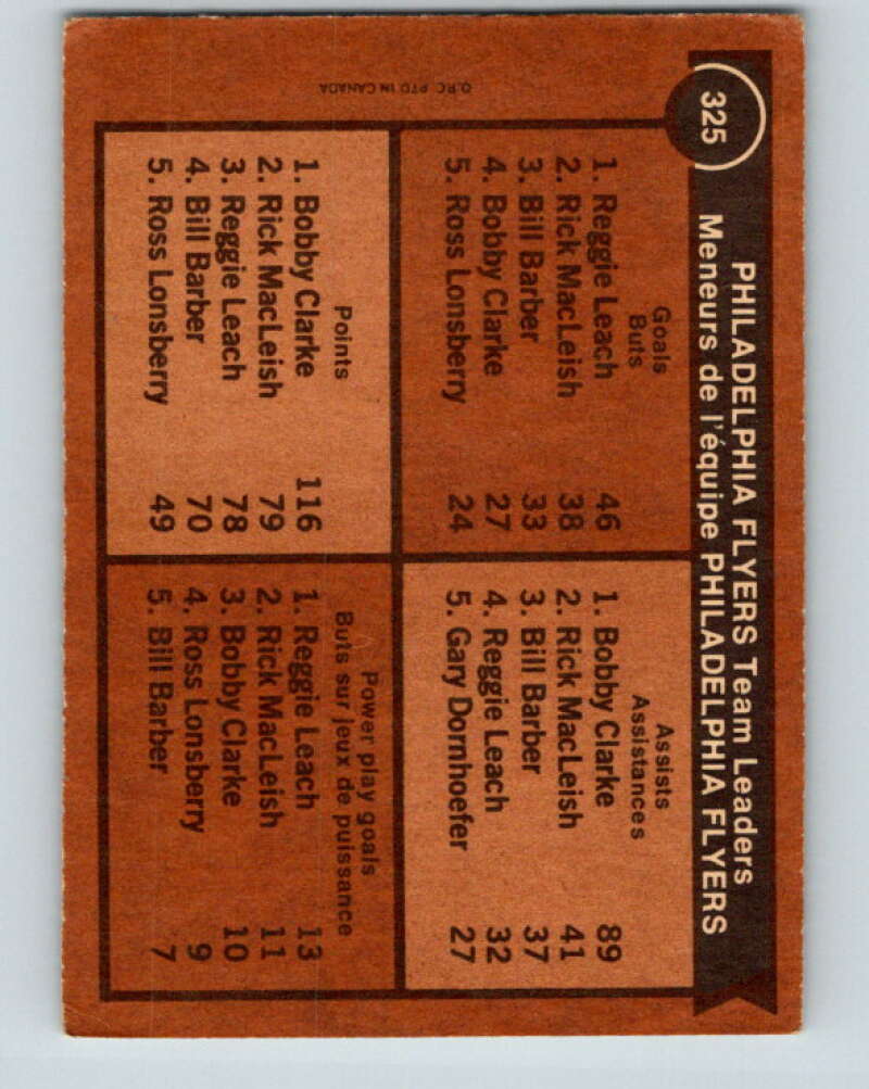 1975-76 O-Pee-Chee #325 Reggie Leach/Bobby Clarke TL Philadelphia Flyers V6667