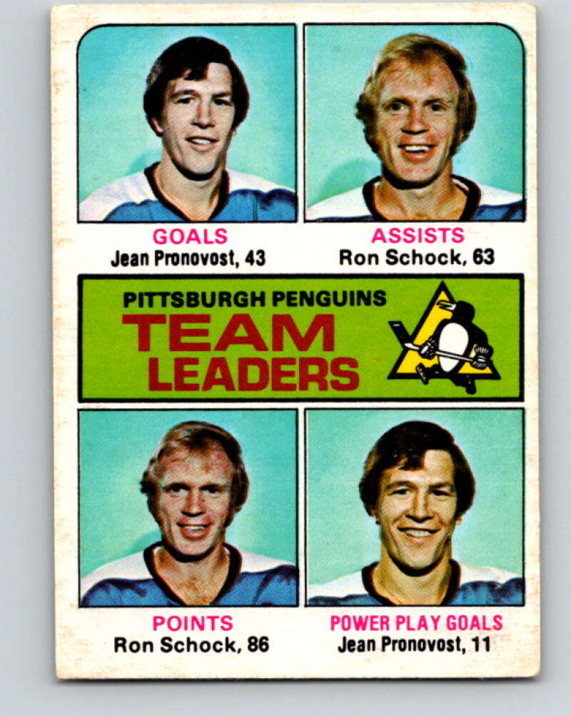 1975-76 O-Pee-Chee #326 Jean Pronovost/Ron Schock TL Pittsburgh Penguins V6670