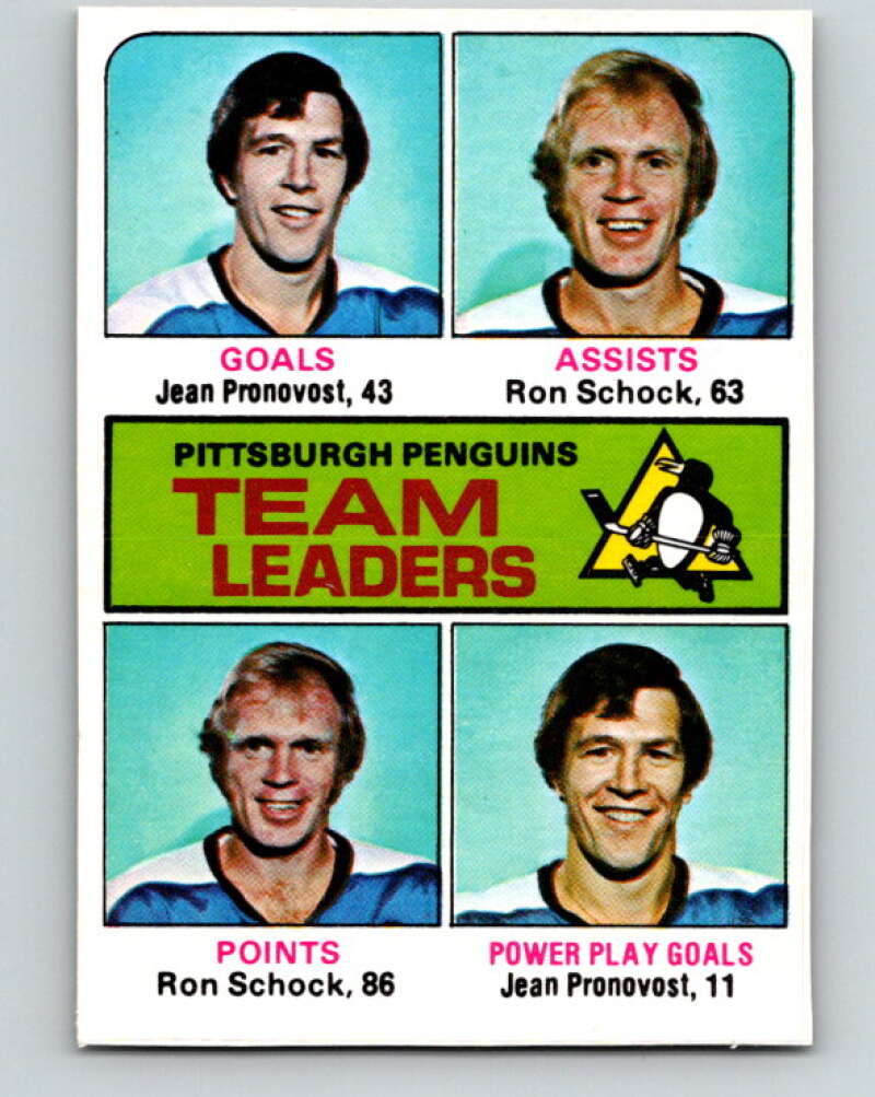 1975-76 O-Pee-Chee #326 Jean Pronovost/Ron Schock TL Pittsburgh Penguins V6672