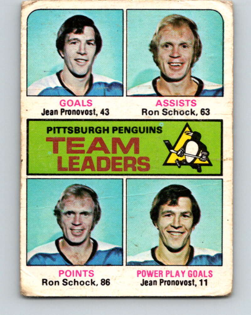 1975-76 O-Pee-Chee #326 Jean Pronovost/Ron Schock TL Pittsburgh Penguins V6674