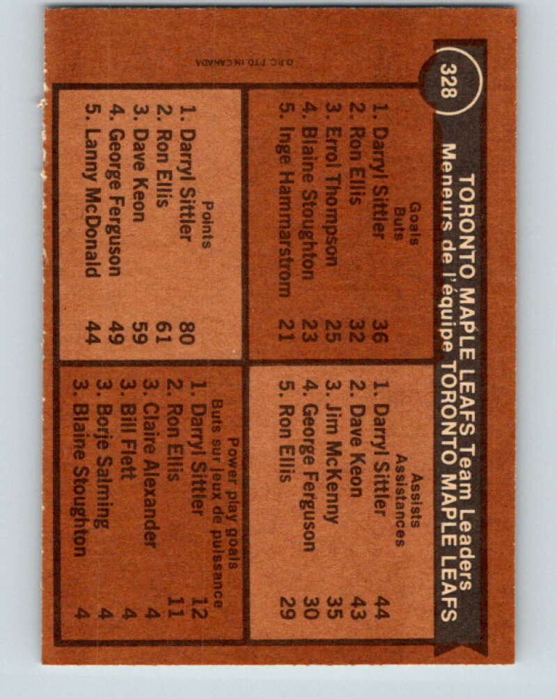 1975-76 O-Pee-Chee #328 Darryl Sittler TL Toronto Maple Leafs V6681