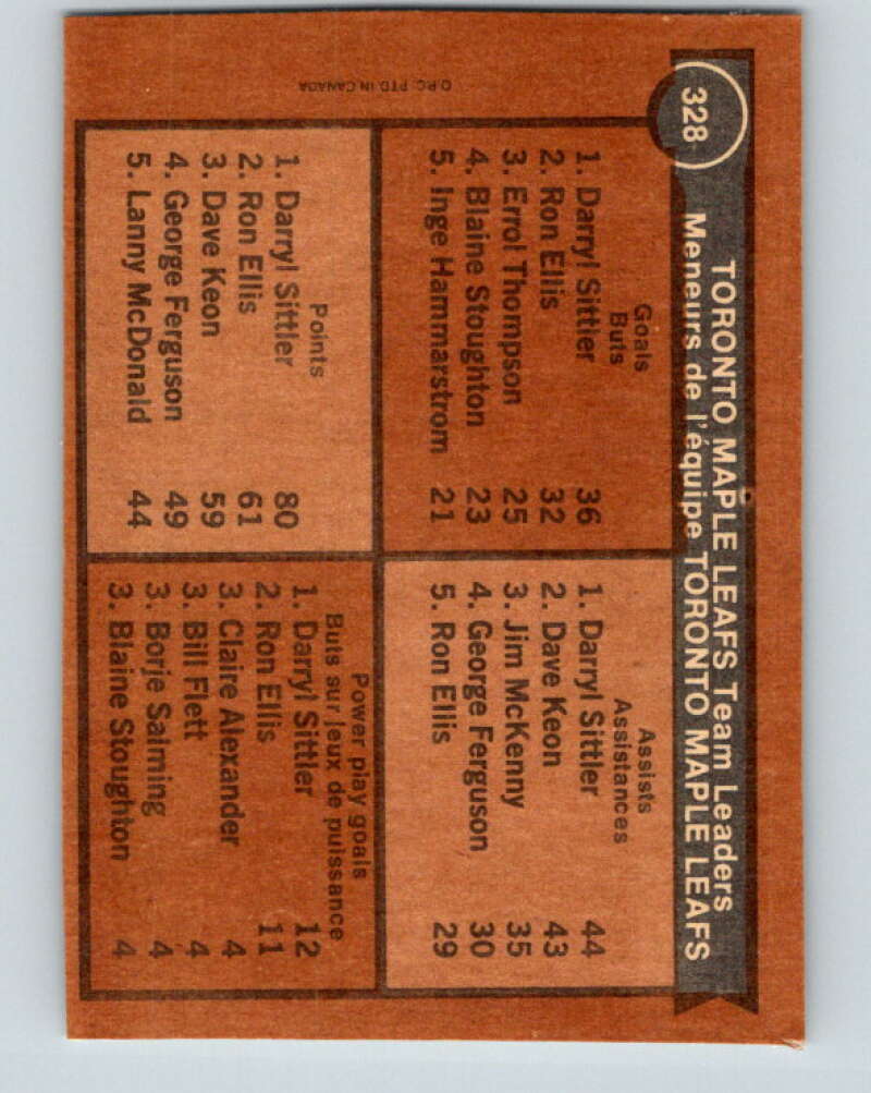 1975-76 O-Pee-Chee #328 Darryl Sittler TL Toronto Maple Leafs V6682