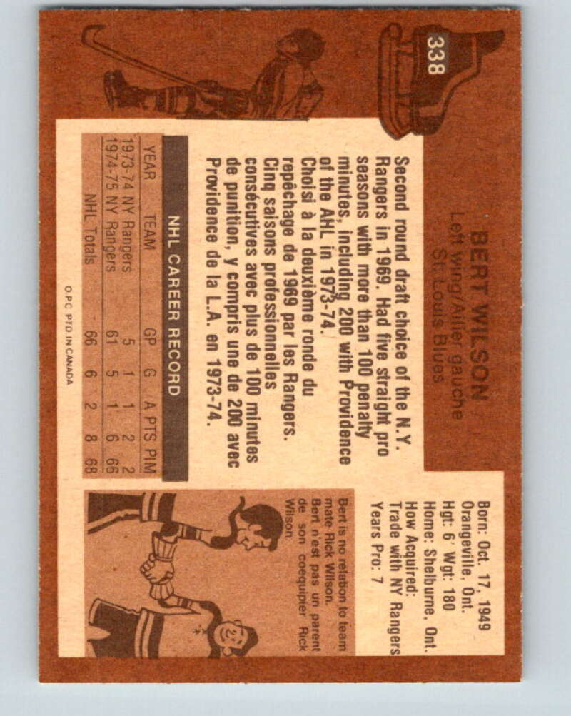 1975-76 O-Pee-Chee #338 Bert Wilson St. Louis Blues V6724