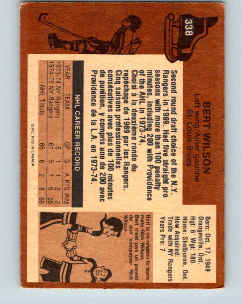 1975-76 O-Pee-Chee #338 Bert Wilson St. Louis Blues V6725