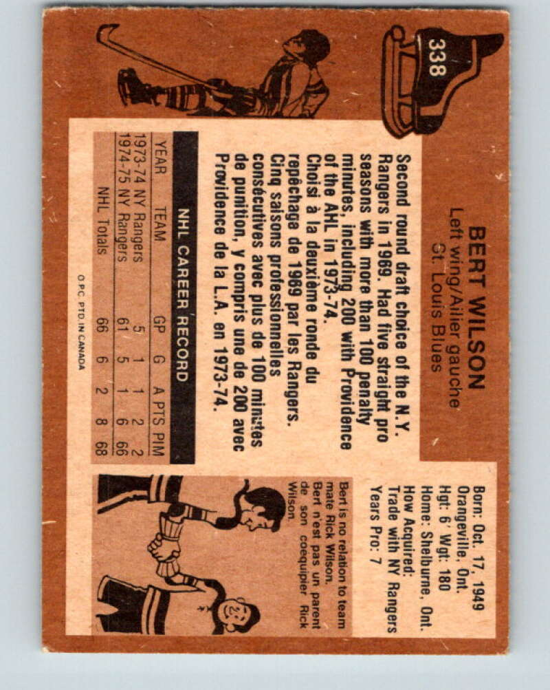 1975-76 O-Pee-Chee #338 Bert Wilson St. Louis Blues V6726