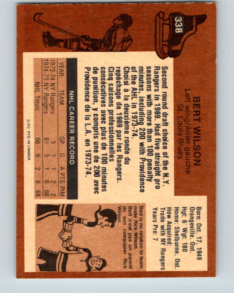 1975-76 O-Pee-Chee #338 Bert Wilson St. Louis Blues V6727