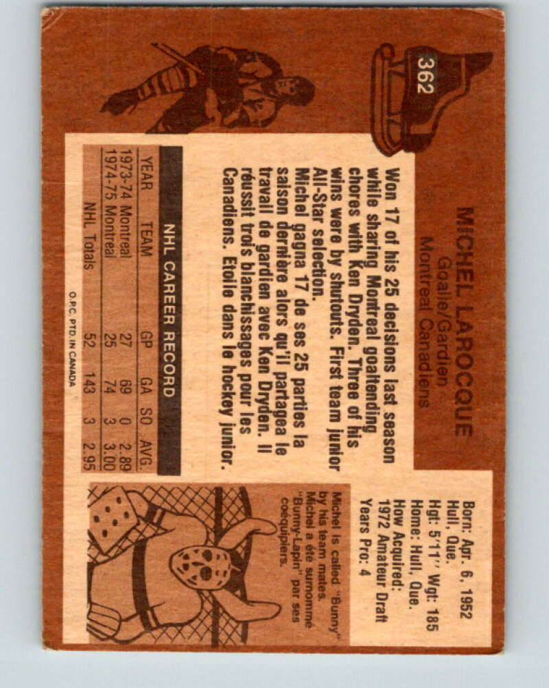 1975-76 O-Pee-Chee #362 Michel Larocque Montreal Canadiens V6807