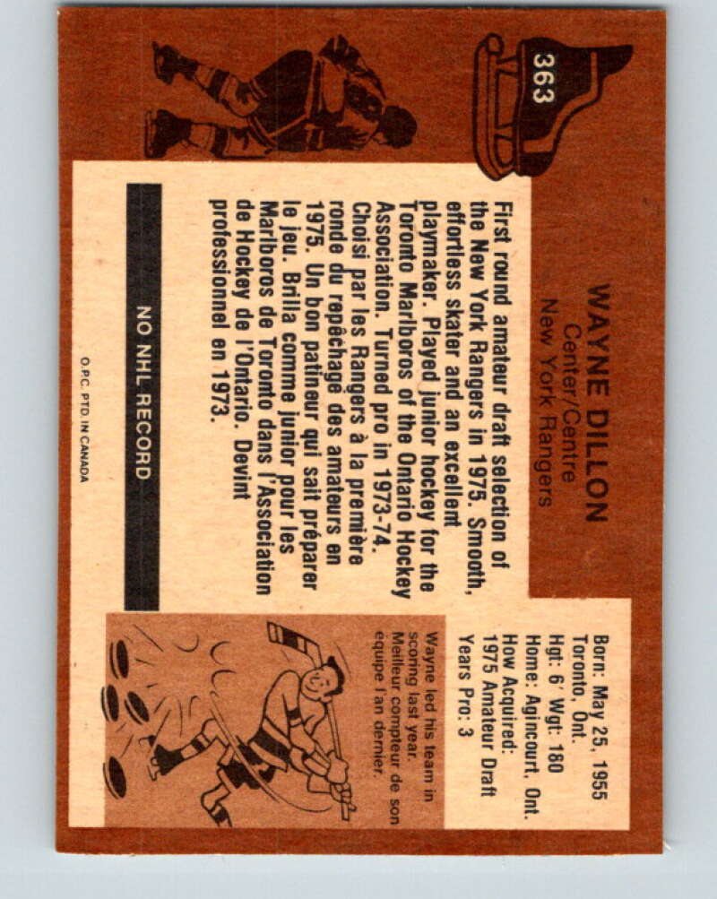 1975-76 O-Pee-Chee #363 Wayne Dillon New York Rangers V6809