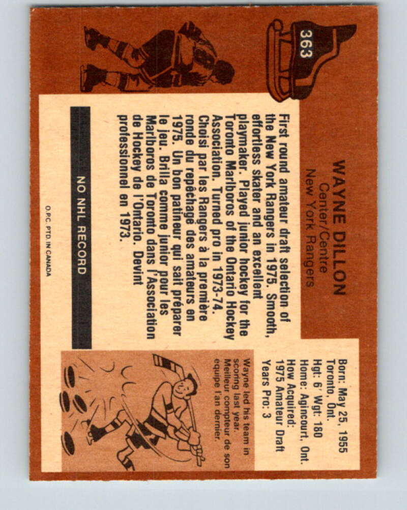 1975-76 O-Pee-Chee #363 Wayne Dillon New York Rangers V6810