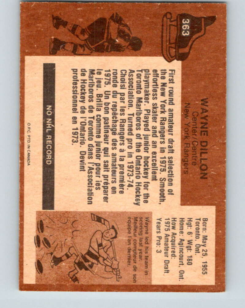 1975-76 O-Pee-Chee #363 Wayne Dillon New York Rangers V6811