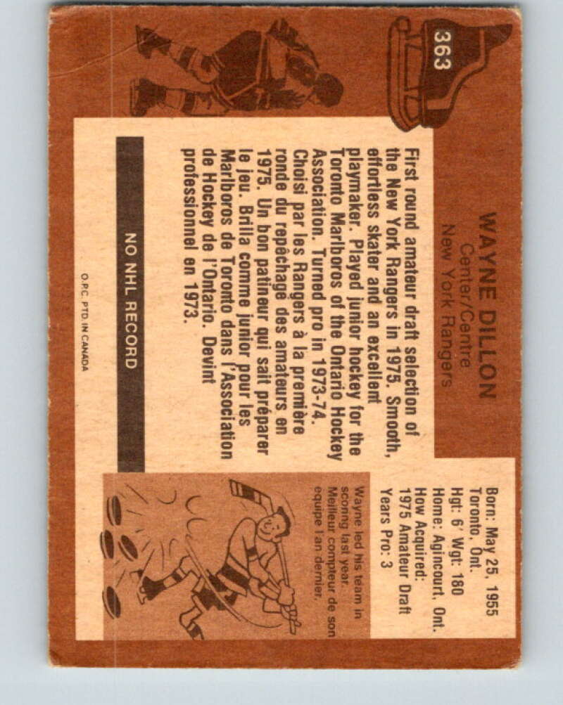 1975-76 O-Pee-Chee #363 Wayne Dillon New York Rangers V6812