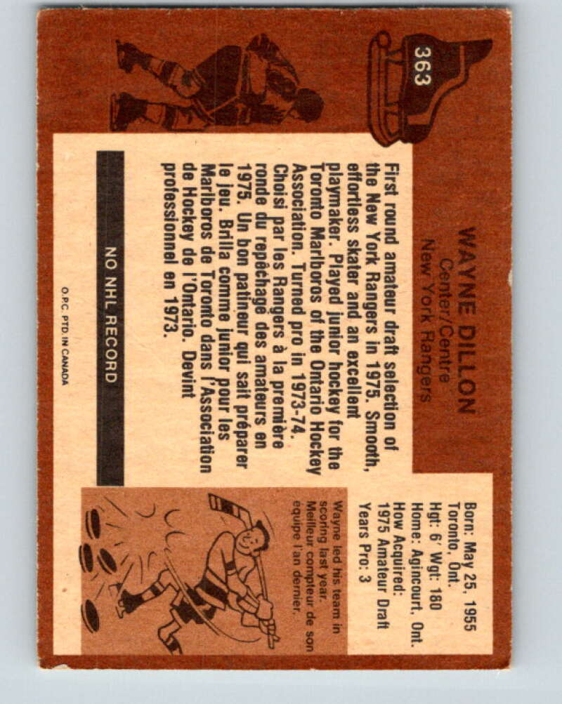 1975-76 O-Pee-Chee #363 Wayne Dillon New York Rangers V6813
