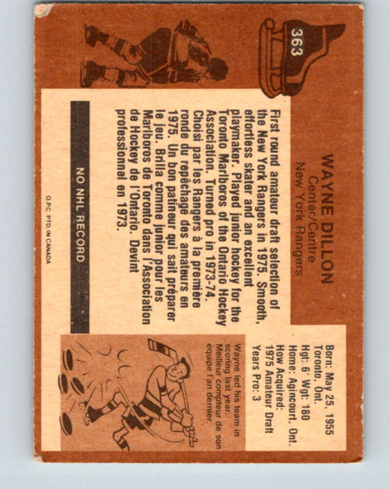 1975-76 O-Pee-Chee #363 Wayne Dillon New York Rangers V6814