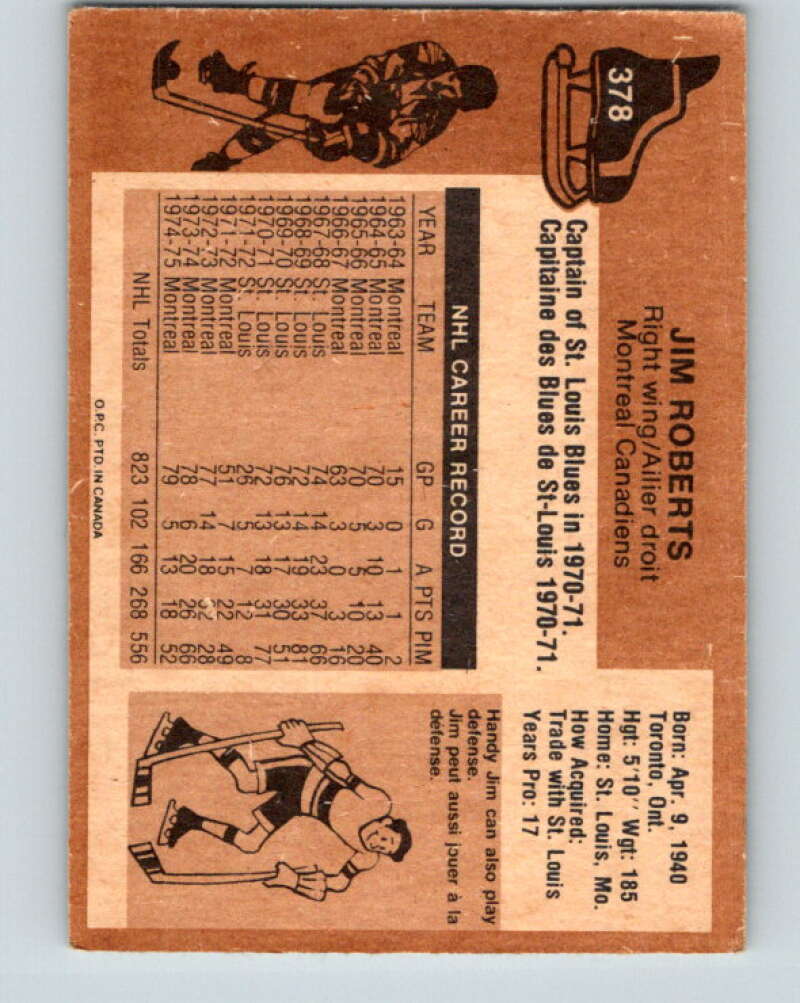 1975-76 O-Pee-Chee #378 Jim Roberts Montreal Canadiens V6866