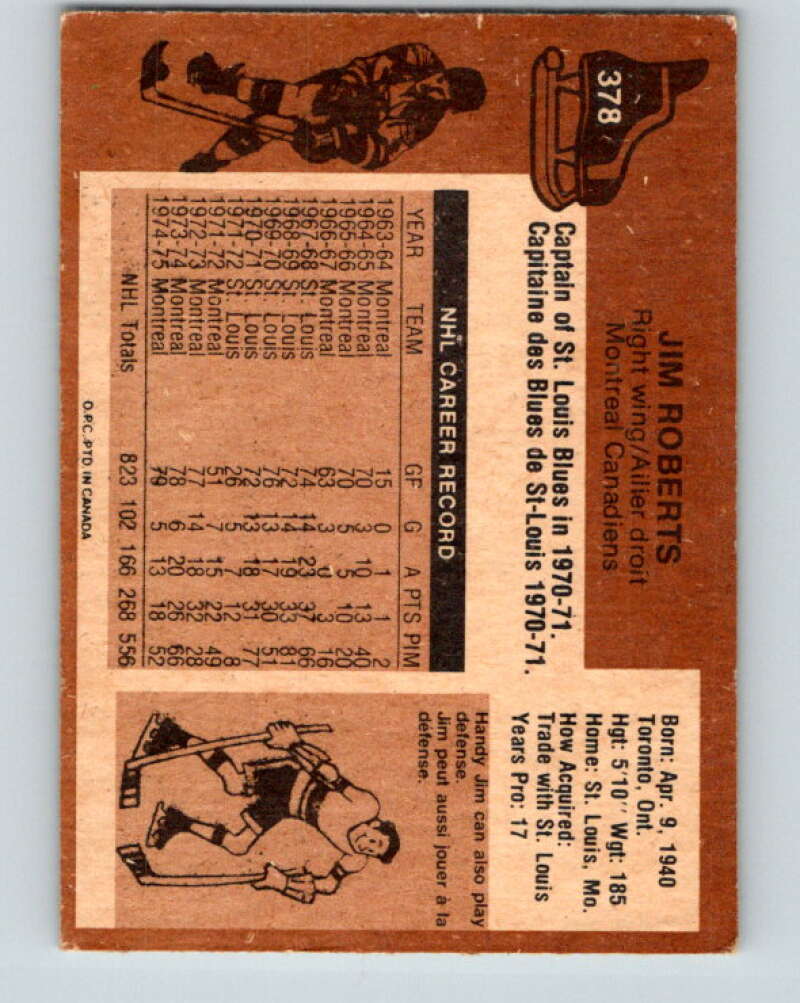 1975-76 O-Pee-Chee #378 Jim Roberts Montreal Canadiens V6867