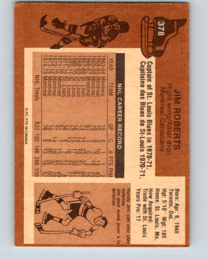 1975-76 O-Pee-Chee #378 Jim Roberts Montreal Canadiens V6868