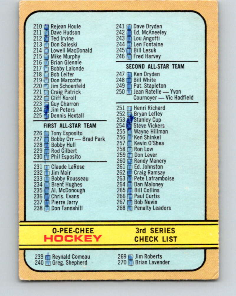 1972-73 WHA O-Pee-Chee #334 Checklist V6997