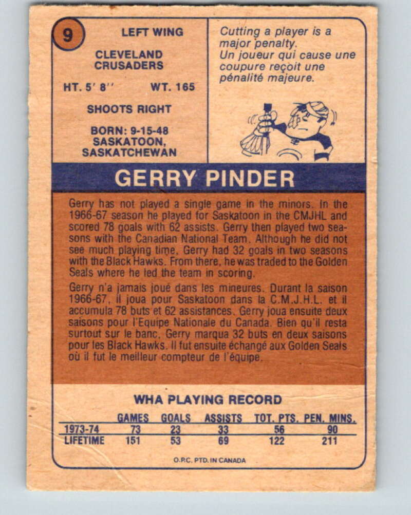 1974-75 WHA O-Pee-Chee #8 Tom Webster New England Whalers V7030