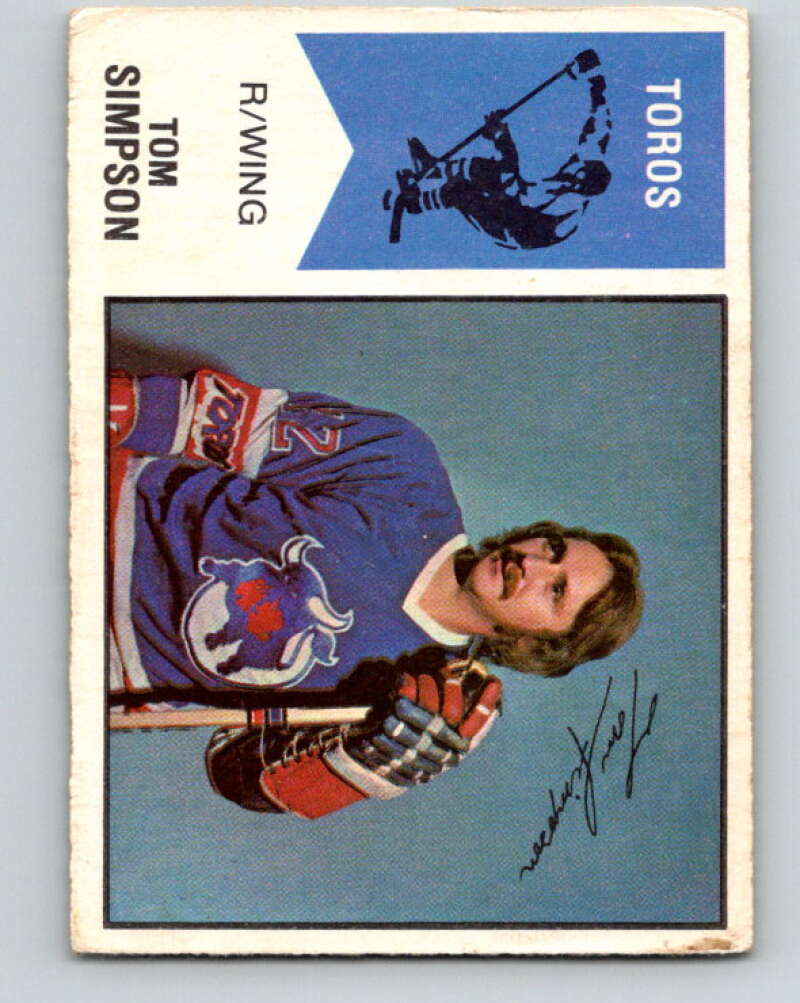 1974-75 WHA O-Pee-Chee #16 Tom Simpson RC Rookie Toronto Toros V7046