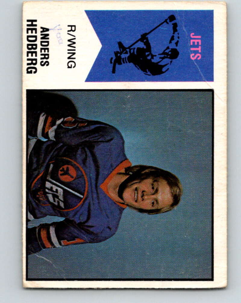 1974-75 WHA O-Pee-Chee #17 Anders Hedberg RC Rookie Jets V7051