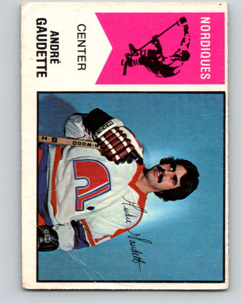 1974-75 WHA O-Pee-Chee #46 Andre Gaudette RC Rookie Quebec Nordiques V7114