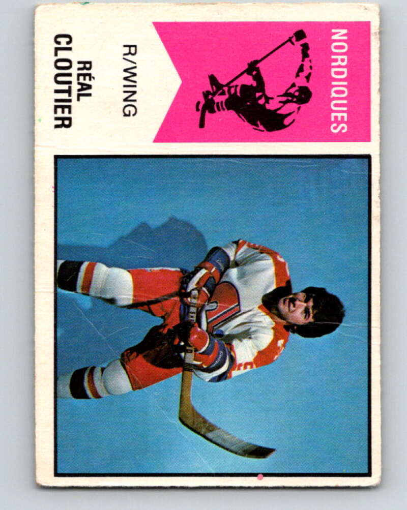 1974-75 WHA O-Pee-Chee #63 Real Cloutier RC Rookie Quebec Nordiques V7150