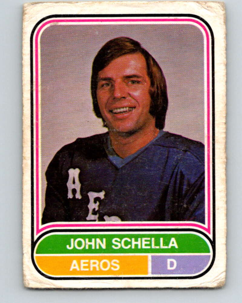 1975-76 WHA O-Pee-Chee #21 John Schella RC Rookie Houston Aeros V7190