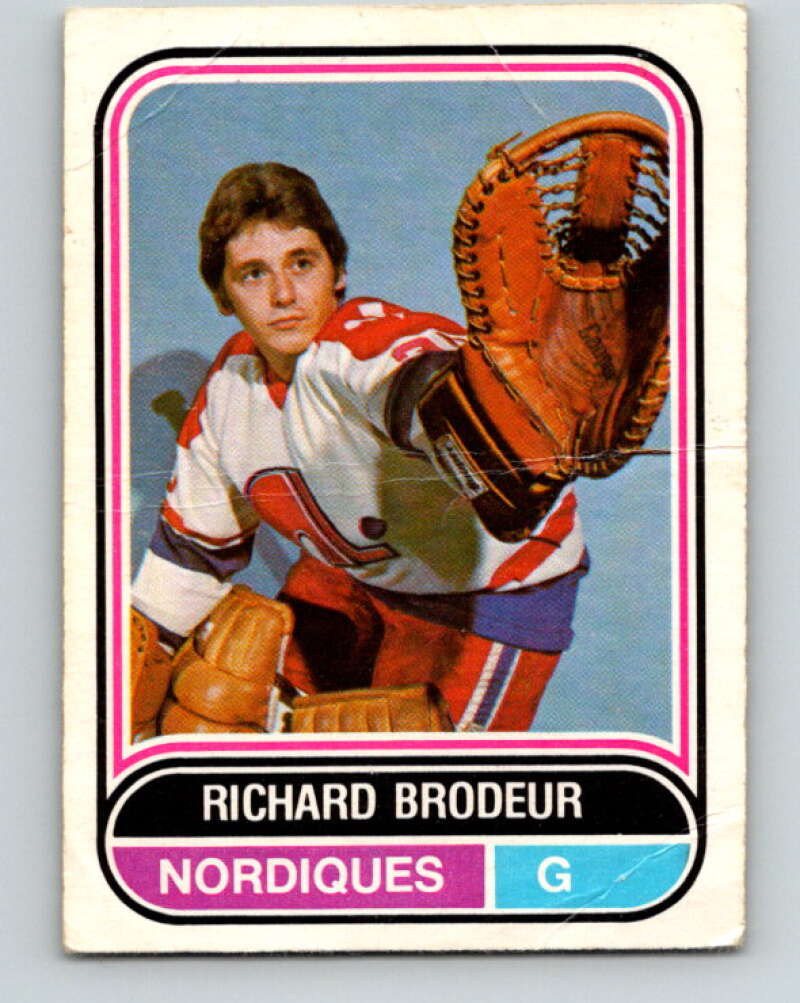 1975-76 WHA O-Pee-Chee #44 Richard Brodeur RC Rookie Quebec Nordiques V7222